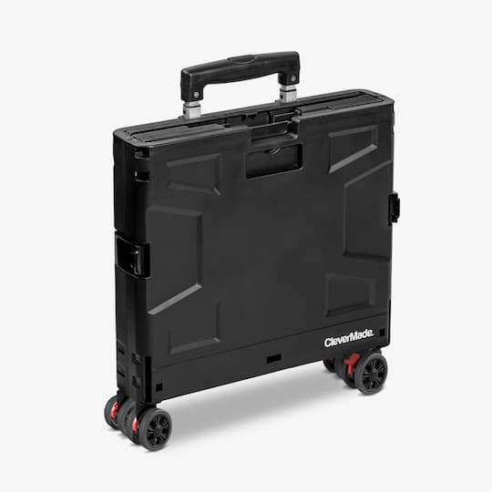 CleverMade® 55L Black Wheeled Trolley Crate